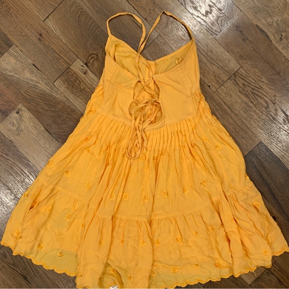 Urban Outfitters Orange Embroidered Flare mini Dress Size XS - Picture 4 of 11